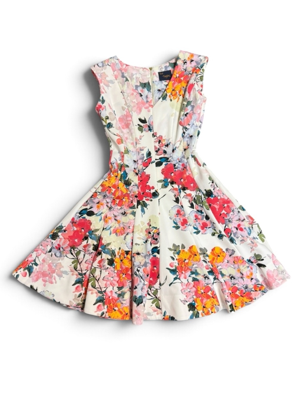 Just Taylor Women’s Size 4 Floral Fit & Flare Dress Sleeveless Pleated Party